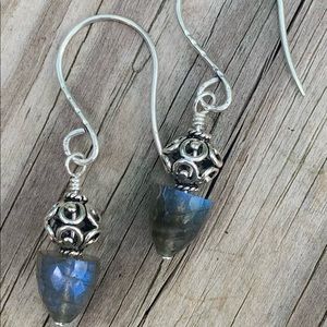COPY - Labradorite/SS Earrings. All SS Hand Hammered ear wire